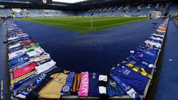 Tributes left around the pitch at the King Power Stadium