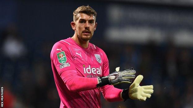 Alex Palmer played for Albion in their 6-0 Carabao Cup defeat by Arsenal last August -and kept one clean sheet in his two games on loan at Luton