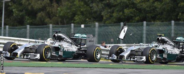 Mercedes cars at the Belgian Grand Prix in 2014