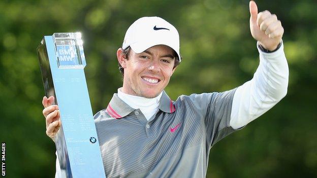 Rory McIlroy celebrates his 2014 PGA Championship victory after winning by one shot