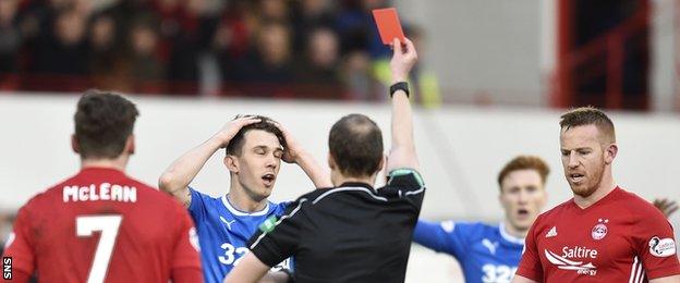 Rangers' Ryan Jack is sent off by referee Willie Collum