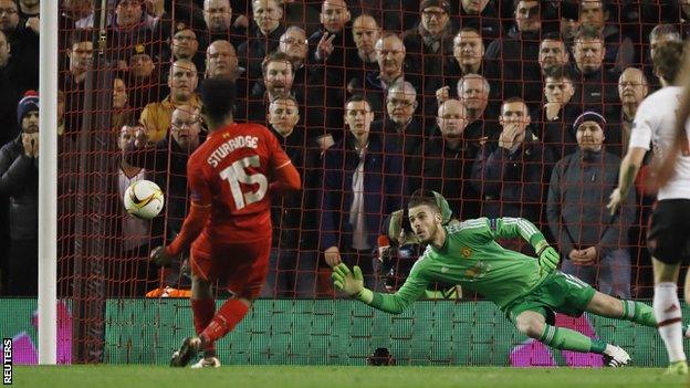 Daniel Sturridge scores against Manchester United