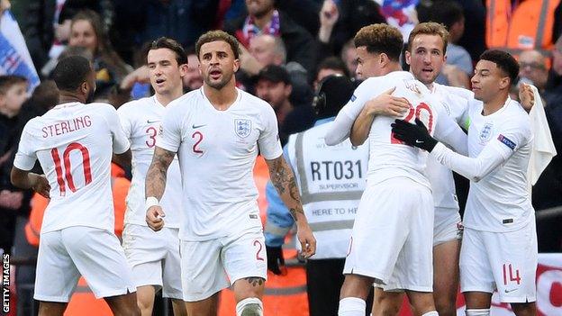 England players celebrate