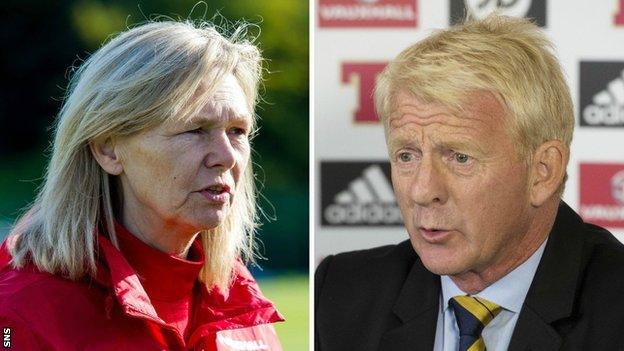 Scotland coaches Anna Signeul and Gordon Strachan