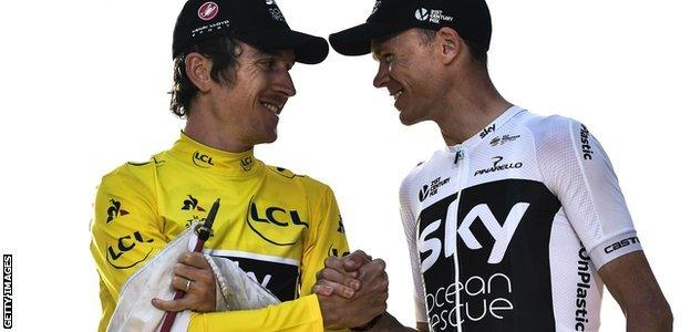 Great Britain's Geraint Thomas (left) and Christopher Froome