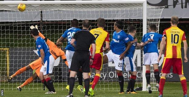 Blair Spittal levels for Thistle early in the second half with a fierce free-kick