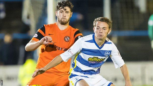 Aidan Nesbitt (right) in action for Morton against Dundee United