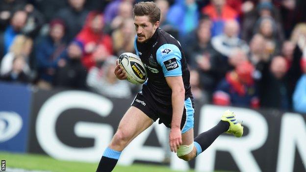 Henry Pyrgos scoring for Glasgow Warriors in the Pro12 final