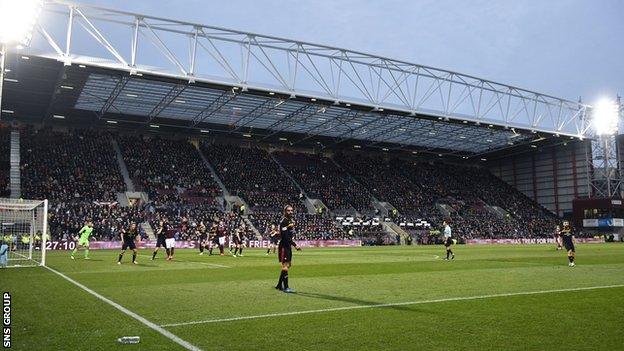 Kick off was delayed by 15 minutes as Hearts opened their new main stand for the first time