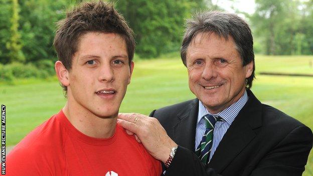 Brynmor Williams pictured with his son Lloyd who also has played for Cardiff and Wales