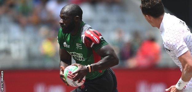 Dennis Ombachi in action for Kenya Sevens