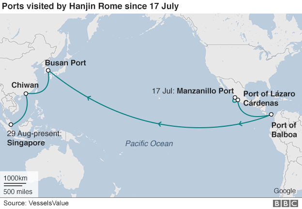 Map with shipping route