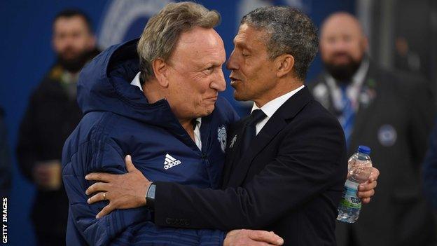 Cardiff manager Neil Warnock and Brighton counterpart Chris Hughton