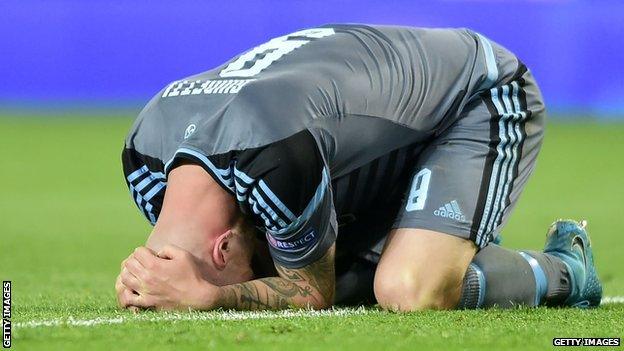 Celta striker John Guidetti after missing that late chance