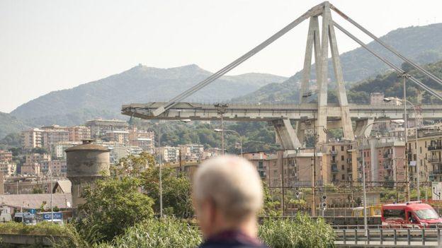 The ruined Morandi bridge