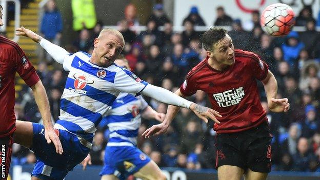 Deniss Rakels in action for Reading against West Brom