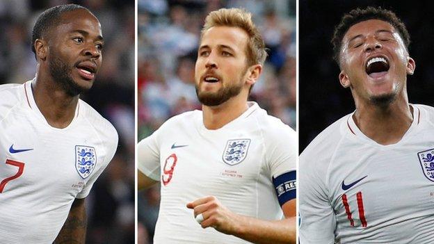 Harry Kane, Jadon Sancho and Raheem Sterling