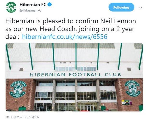 Hibs tweet