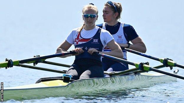 Holly Nixon (right) and Saskia Budgett won women's double sculls bronze in Italy