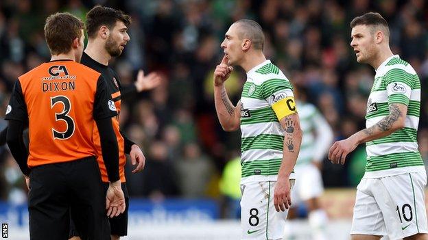 Dundee United and Celtic players