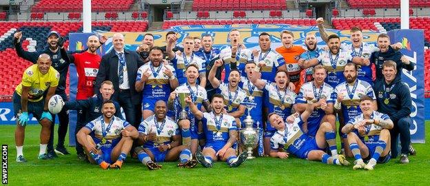 Leeds Rhinos celebrate the 2020 Challenge Cup final win