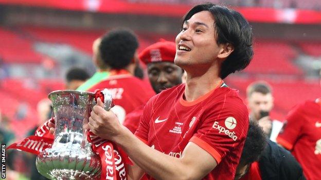 Takumi Minamino with FA Cup