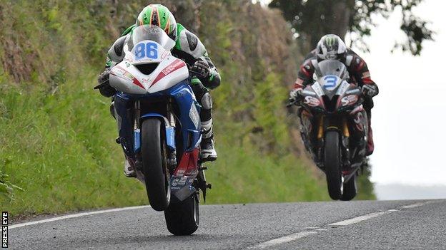 Derek McGee (left) and Michael Dunlop in action in Friday's Supersport race