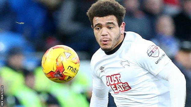 Mason Bennett in action for Derby County