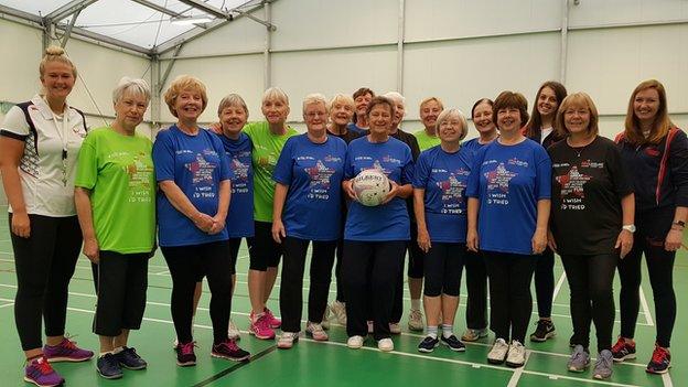 Walking netball training session, Stockport, Greater Manchester