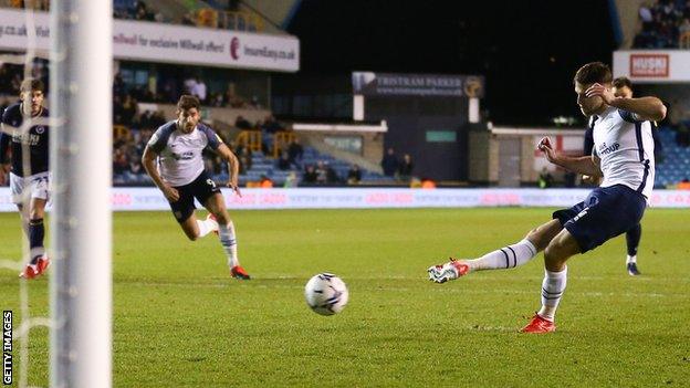 Ben Whiteman takes a penalty for Preston