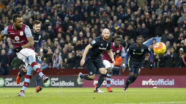 Jordan Ayew's second-half penalty equaliser earned Villa their fourth point under Remi Garde against West Ham on Boxing Day