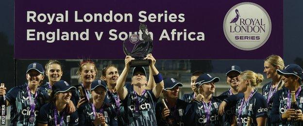 England with the one-day series trophy