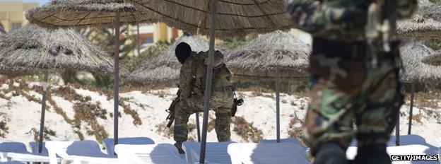 Tunisian beach and soldiers