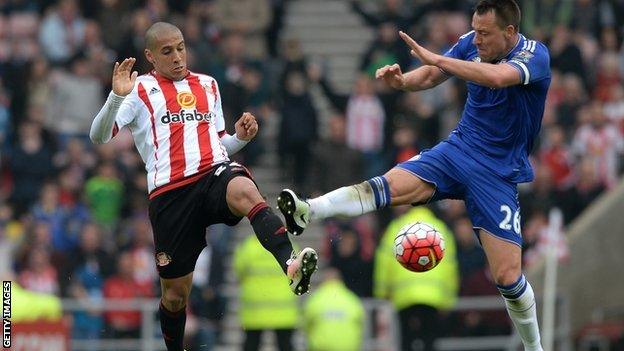 John Terry was shown his second yellow card for his foul on Wahbi Khazri