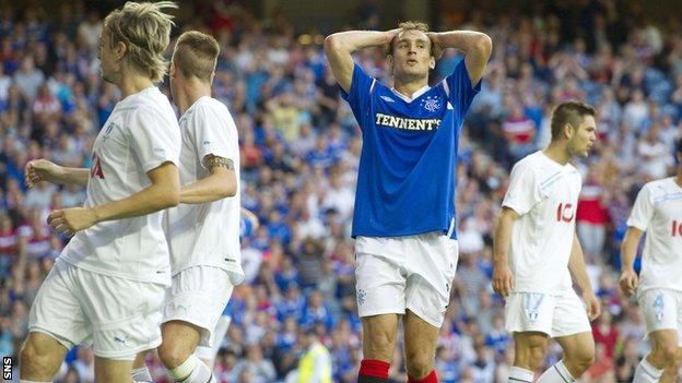 Rangers were beaten by Malmo in Champions League qualifying in season 2011-12