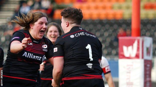 Bryony Cleall and Hannah Botterman celebrate