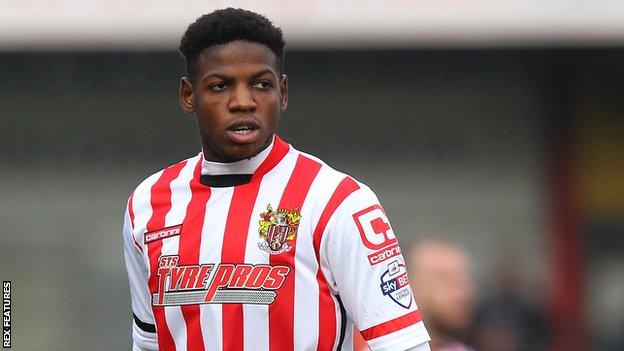 Offrande Zanzala in action for Accrington Stanley