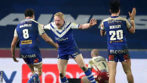 St Helens' James Graham celebrates