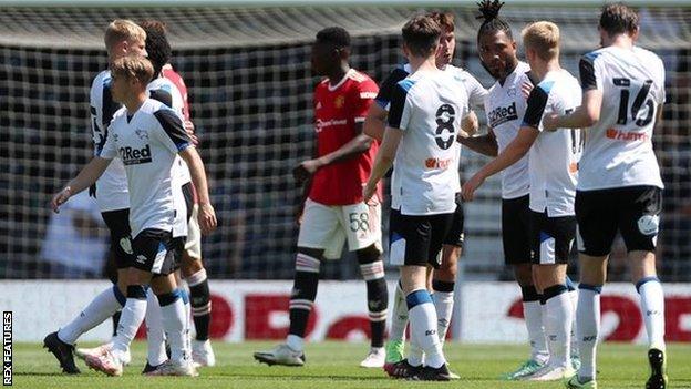 Derby had only nine registered senior players for Sunday's pre-season friendly with Manchester United, at Pride Park