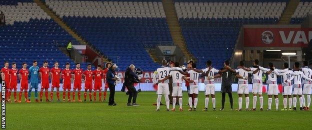 Wales and Panama line up before their game in November, 2017