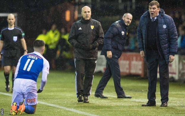 St Johnstone manager Tommy Wright and Kilmarnock's Jordan Jones