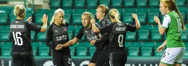 Slavia Prague's Tereza Kozarova celebrates