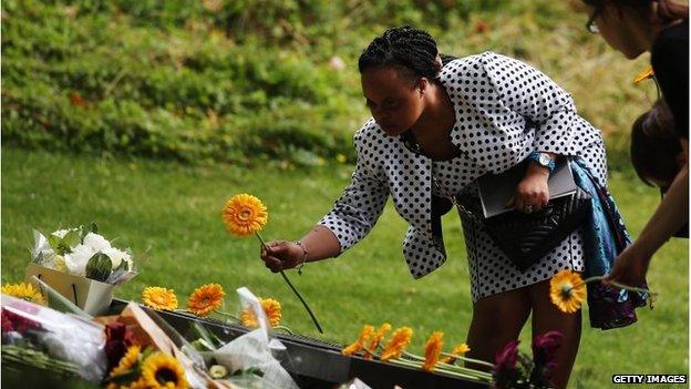 Families laid flowers at the Hyde Park memorial