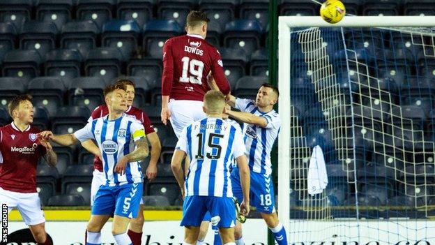 Anton Dowds heads in the only goal at Rugby Park