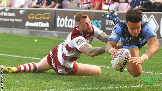 Regan Grace's Good Friday treble at the DW Stadium was his first Super League hat-trick