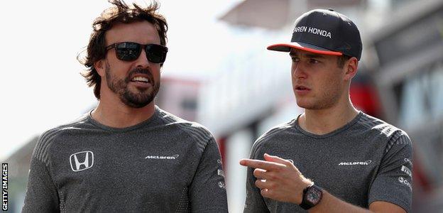 McLaren F1 drivers Fernando Alonso and Stoffel Vandoorne