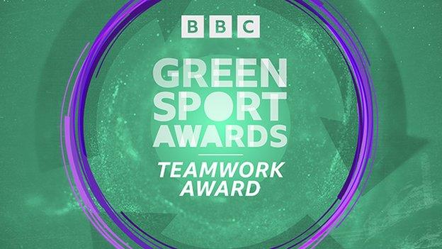 Graphic with the BBC Green Sport Awards: Teamwork Award logo