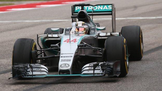 Hamilton celebrates in front of the fans