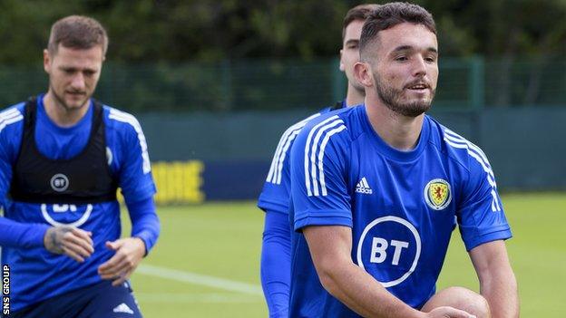 John McGinn in training with Scotland