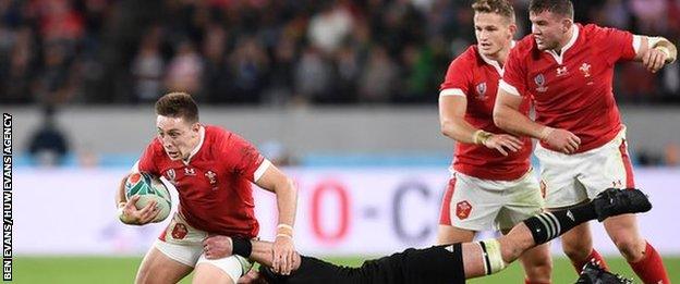 Wing Josh Adams' score against New Zealand brought his 2019 World Cup tally to seven, beating Shane Williams' single tournament Wales record